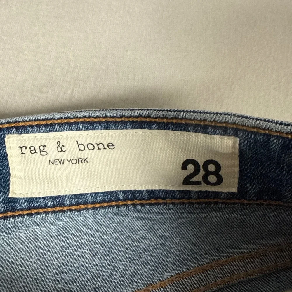 Rag & Bone Cate Mid-Rise Ankle Skinny Jeans Women 28 Blue Denim Raw Hem Designer